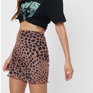 Petite leopard mesh skirt